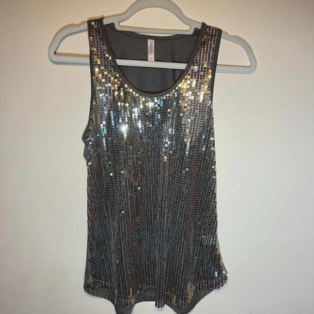 Xhilaration Gold Sequin Gray Tank Size Medium